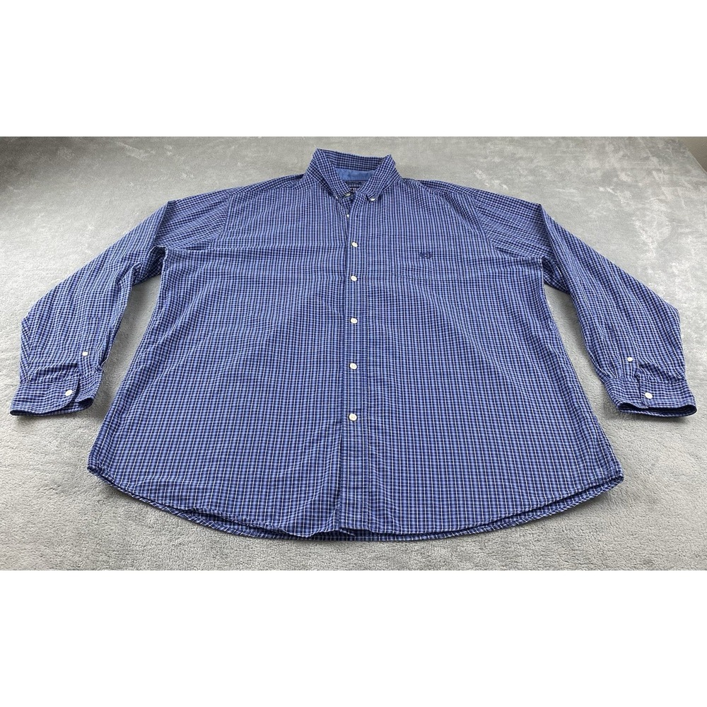 Chaps‎ Men's Button Up Shirt 2XL Blue Multicolored Long Sleeves C37
